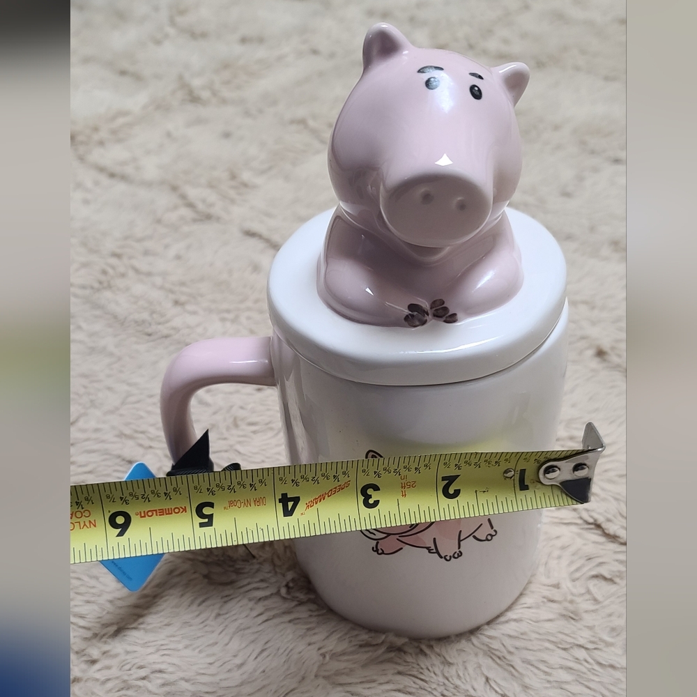 Vintage Rae Dunn Cute Pink Pig Mug with Lid, Pixar Colab Hamm With Tags - Picture 8 of 14